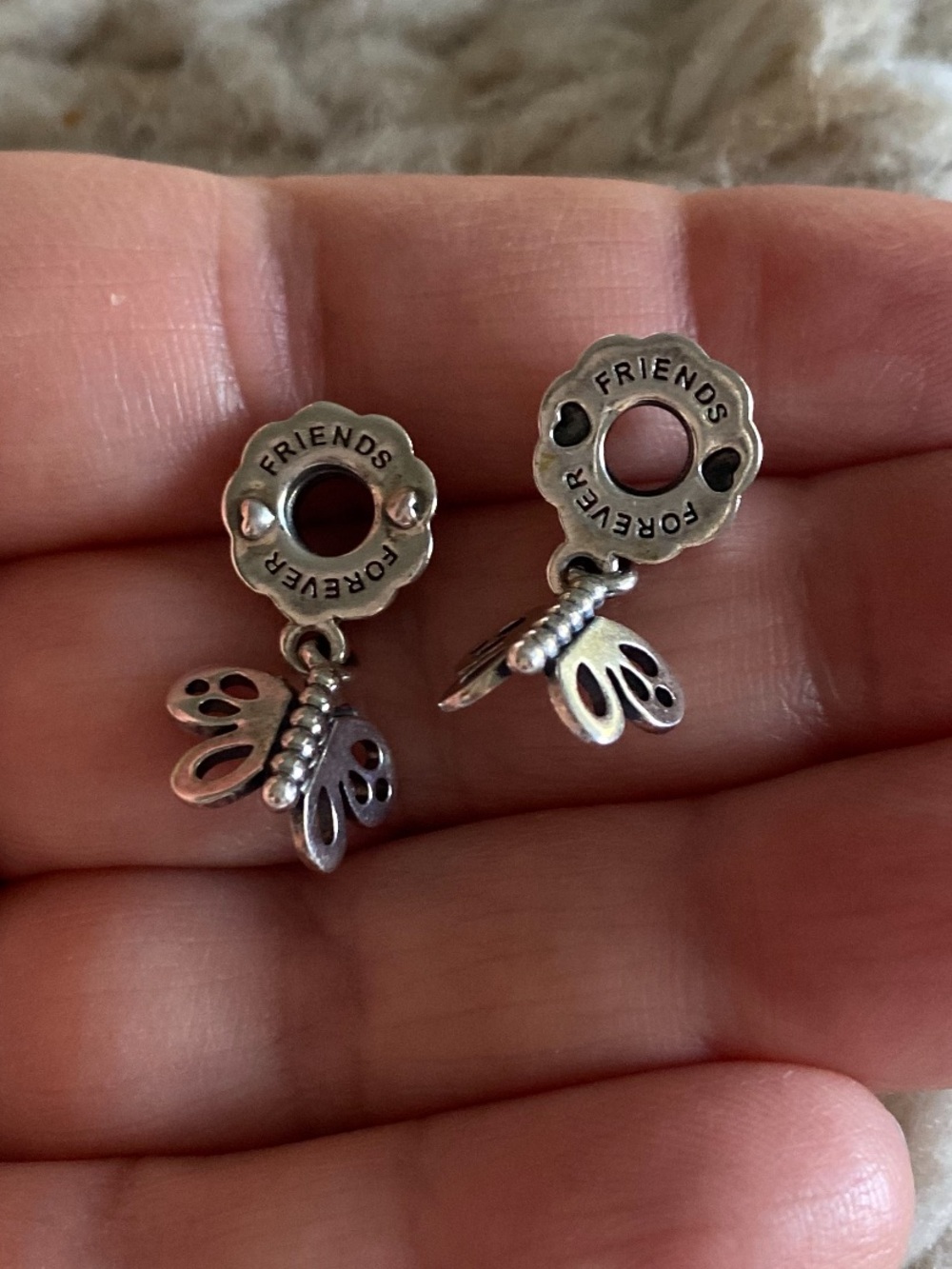 Pandora Silver Best Friends Butterfly Dangle Charm Pair - Picture 2 of 4